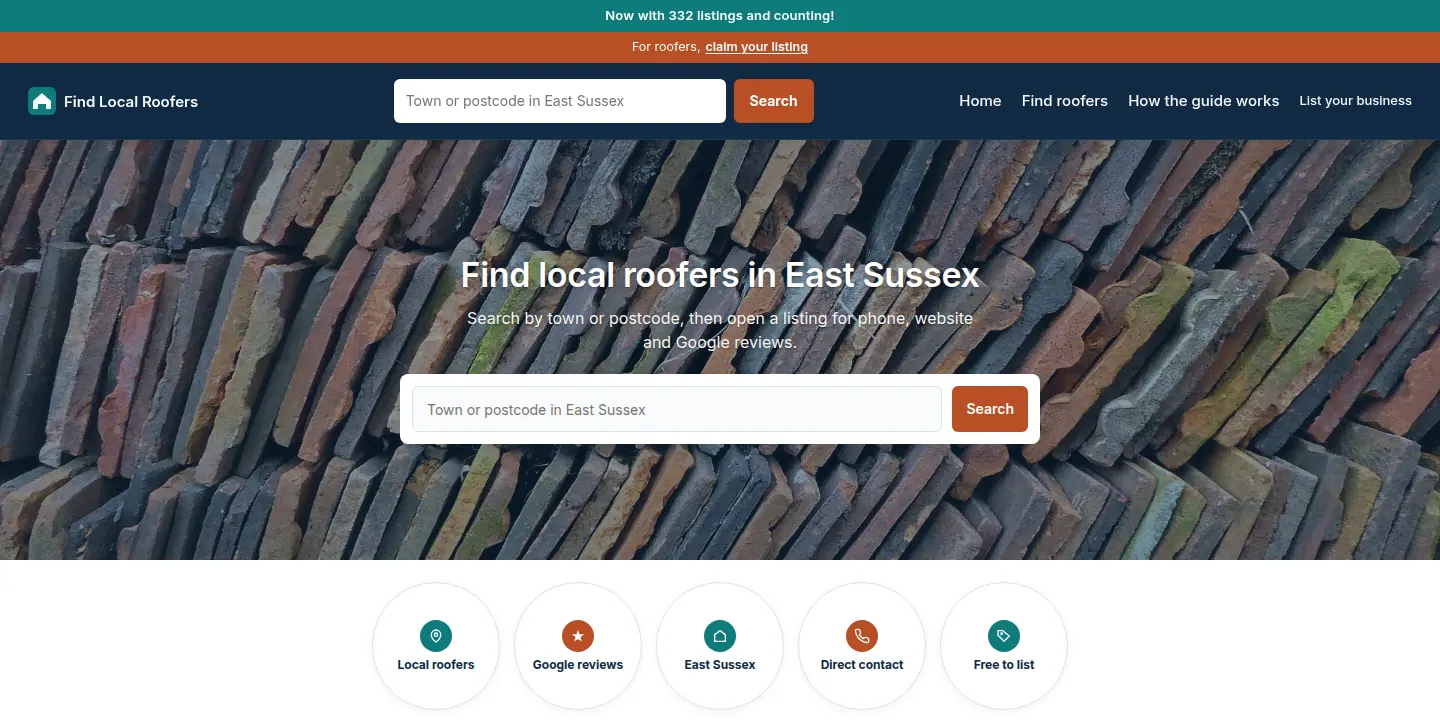 Homepage of Find Local Roofers