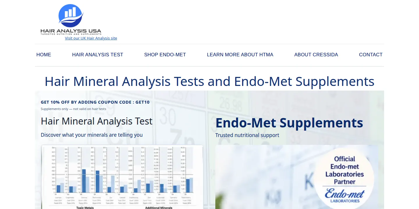Homepage of Hair Analysis USA