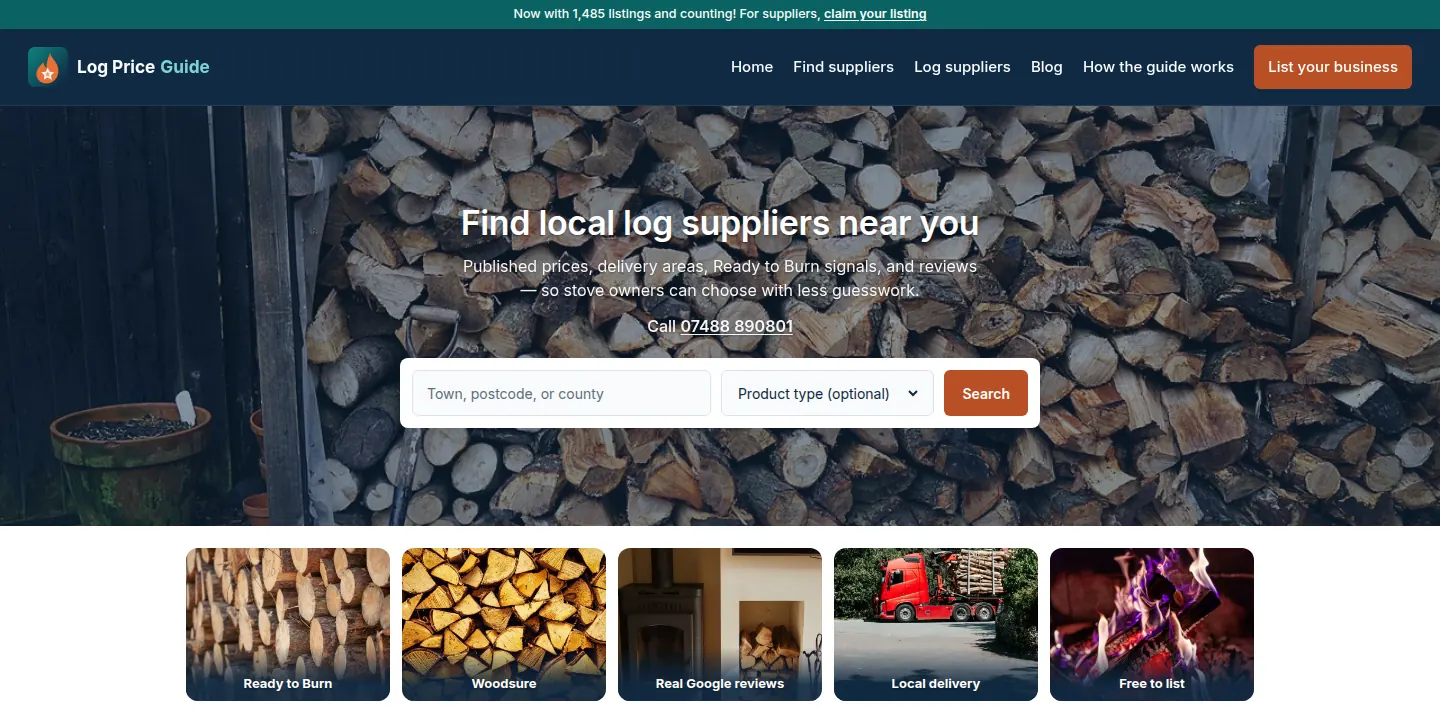 Homepage of Log Price Guide